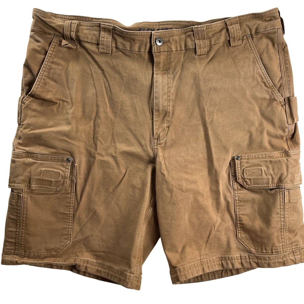 Duluth Trading Flex Fire Hose Cargo Shorts Mens 44 Khaki Stretch Work Cargo